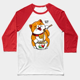 Cats Eating Noodles Baseball T-Shirt